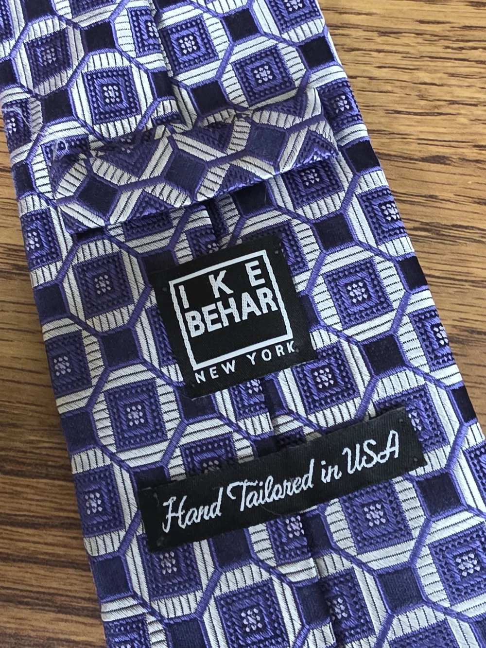 Ike Behar Blue Geometric Octagon Men's Tie